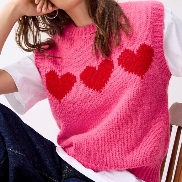 PIECES Jaquard Heart Sweater Vest - Picture 3 of 3